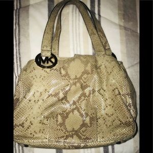 Michael Kors Fulton Hobo Snakeskin Shoulder Bag